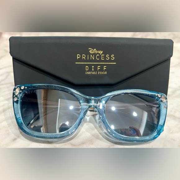 DIFF Disney Princess Sunglasses Cinderella Blue Crystal Glitter Dust Gradient - Picture 9 of 13